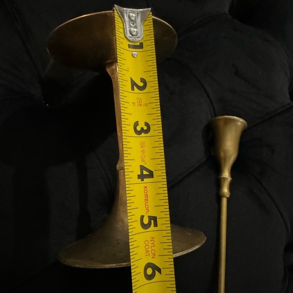 Vintage Brass Elegant Candle Holder Set Made in India MCM 80’s 90’s Short & Tall - Picture 3 of 13